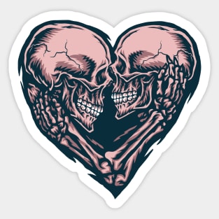 Skull Couple Heart Illustration Sticker